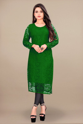 Lakshya Fashion Mart Women Self Design A-line Kurta(Green)