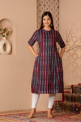 Trivedi EXIM Women Geometric Print A-line Kurta(Multicolor)