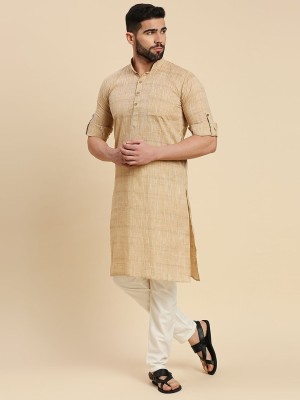 Rajubhai Hargovindas Men Self Design Straight Kurta(Beige)