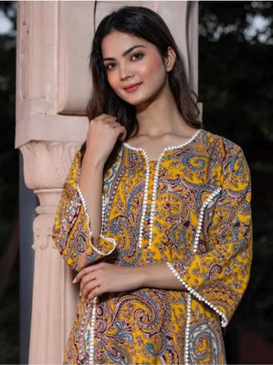 AZQU Women Printed Straight Kurta(Multicolor)