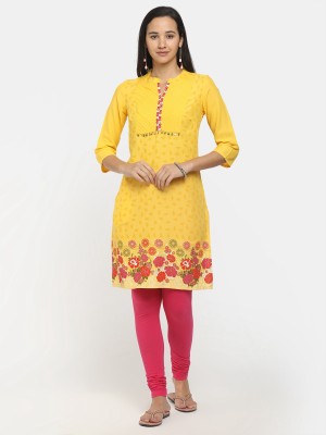 V-MART Women Self Design Ethnic Dress Kurta(Yellow)