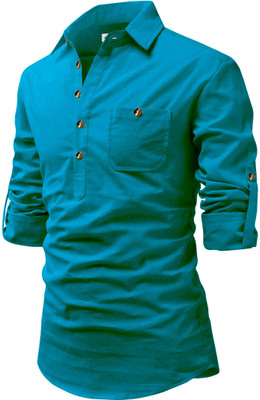 CROWNTAIL Men Solid A-line Kurta(Brown)
