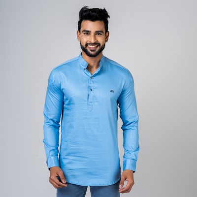 FAIR-MAN Men Solid A-line Kurta(Blue)