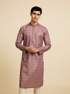 DIWAS by Manyavar Men Printed Straight Kurta(Brown)
