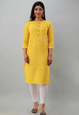 REHAN Women Printed Straight Kurta(Yellow)