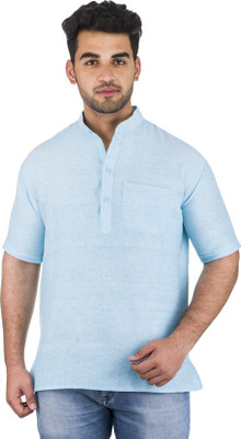 KHALIFA COLLECTION Men Solid Straight Kurta(Blue)