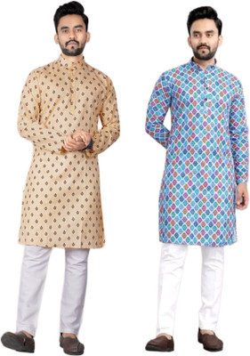 DHASU TRENDZ Men Printed Straight Kurta(Multicolor)