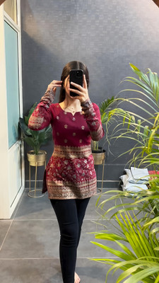 New RJP Craft Women Printed Straight Kurta(Maroon)