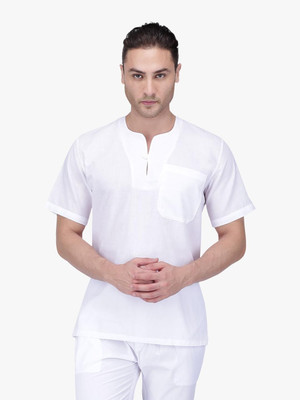 Rajubhai Hargovindas Men Solid Straight Kurta(White)
