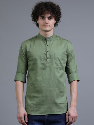 Proword Men Solid Straight Kurta(Light Green)