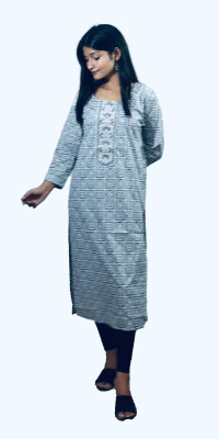 raavi fashion Women Bandhani A-line Kurta(Grey)