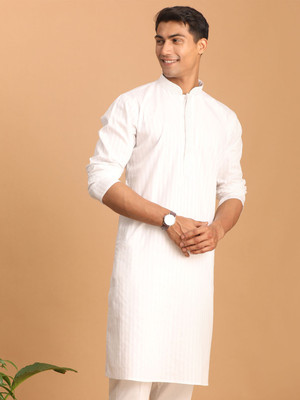 VASTRAMAY Men Embroidered Straight Kurta(White)