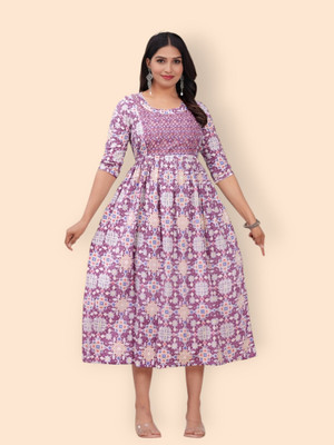 HouseOfCommon Women Printed Anarkali Kurta(Multicolor)