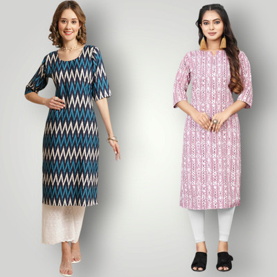 HouseOfCommon Women Printed Straight Kurta(Multicolor)