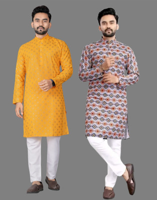 DHASU TRENDZ Men Printed Straight Kurta(Multicolor)