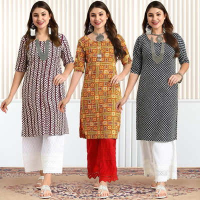 1 Stop Fashion Women Printed A-line Kurta(Multicolor)