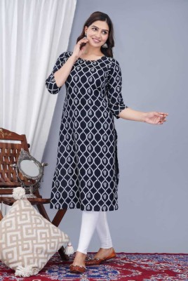 aayu fashion Women Printed Straight Kurta(Black)