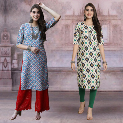Moda Rapido Women Printed Straight Kurta(Multicolor)
