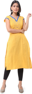 DESHBANDHU DBK Women Solid Straight Kurta(Yellow)