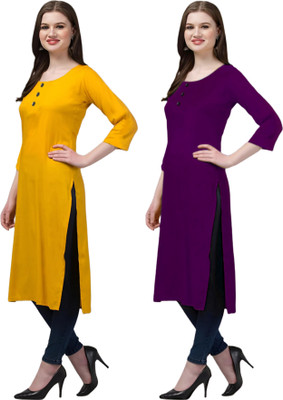 Coft Women Solid Straight Kurta(Multicolor)