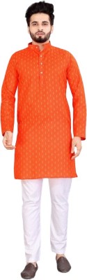 PROFISOL Men Printed Straight Kurta(Orange)