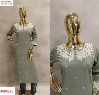 diksha enterprises Women Embroidered Straight Kurta(Light Green)