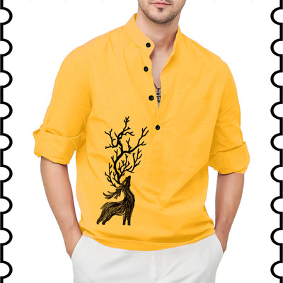 Kavyangle Creation Men Animal Print Straight Kurta(Multicolor)