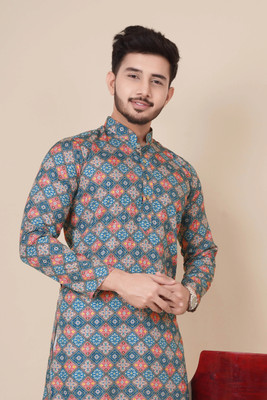 ALMORA Men Embroidered A-line Kurta(Multicolor)