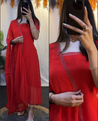 RVFASHION Women Solid Anarkali Kurta(Red)