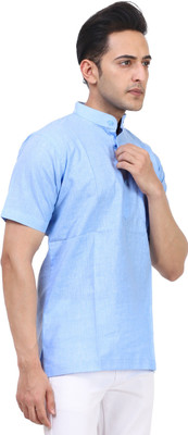 Kundan Men Solid Straight Kurta(Light Blue)