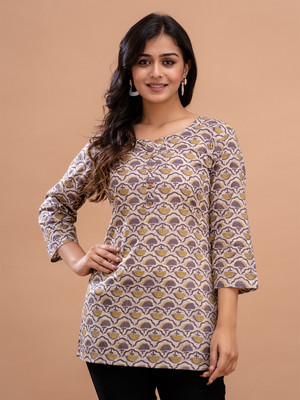 Feranoid Retail Women Printed Straight Kurta(Grey)