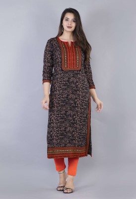 DEEPMALA FASHIONS Women Printed A-line Kurta(Brown)