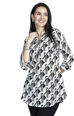 Nioni Women Printed A-line Kurta(Black)