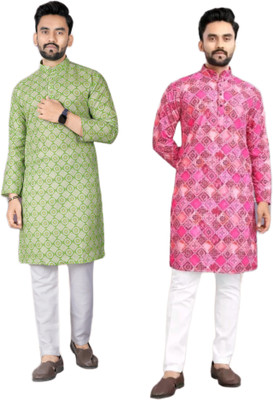 DHASU TRENDZ Men Printed Straight Kurta(Multicolor)