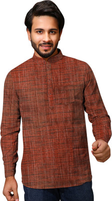 Priya Enterprises Men Self Design A-line Kurta(Brown)