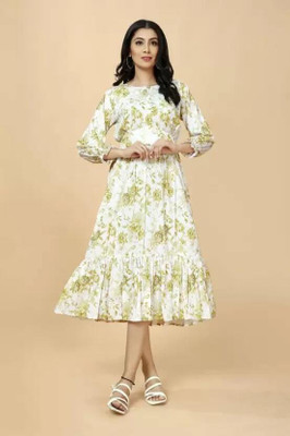 SUIT ICON Women Printed A-line Kurta(Green)