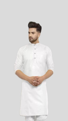 VINAARI Men Solid A-line Kurta(White)