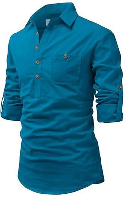 Vimal Star Men Solid Straight Kurta(Light Blue)