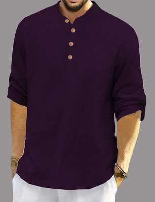 Vida Loca Men Solid Straight Kurta(Purple)
