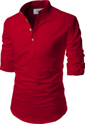 Edinwolf Men Solid A-line Kurta(Red)