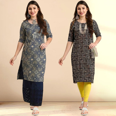 1 Stop Fashion Women Printed Straight Kurta(Multicolor)