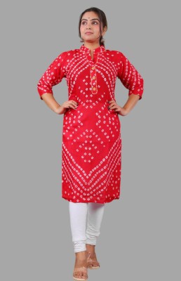 PARTH FASHIONS Women Bandhani A-line Kurta(Red)