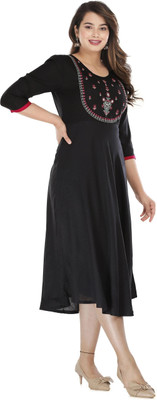 GULJAR FASHION Women Embroidered Anarkali Kurta(Black)