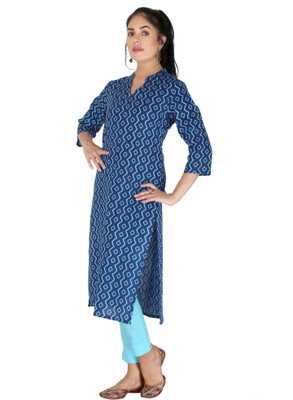 HouseOfCommon Women Printed Straight Kurta(Blue)