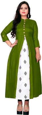 YANA ENTERPRISE Women Solid A-line Kurta(Dark Green)