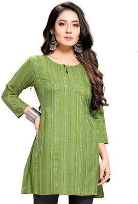 HERE&NOW Women Self Design Straight Kurta(Green)
