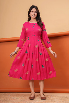 DCEE PLUS Women Printed Flared Kurta(Multicolor)