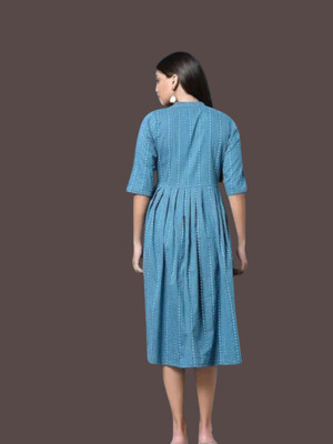 Db Fashionml Women Fit and Flare Blue Ankle Length Dress