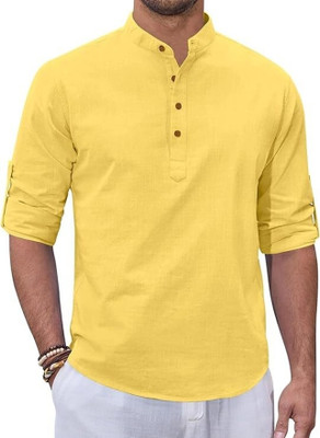 Vimal Star Men Solid Straight Kurta(Yellow)