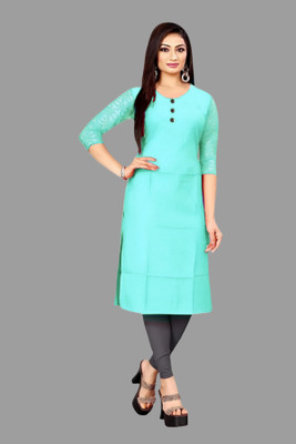 Coft Women Solid Straight Kurta(Blue)